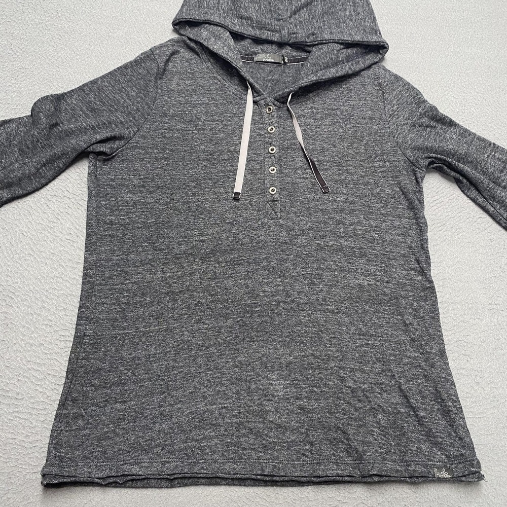 Prana Women's Gray Hooded Henley Sweatshirt - Picture 5 of 9